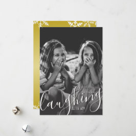 Slakt hela vägen Snöflingor Guld Foto Julkort