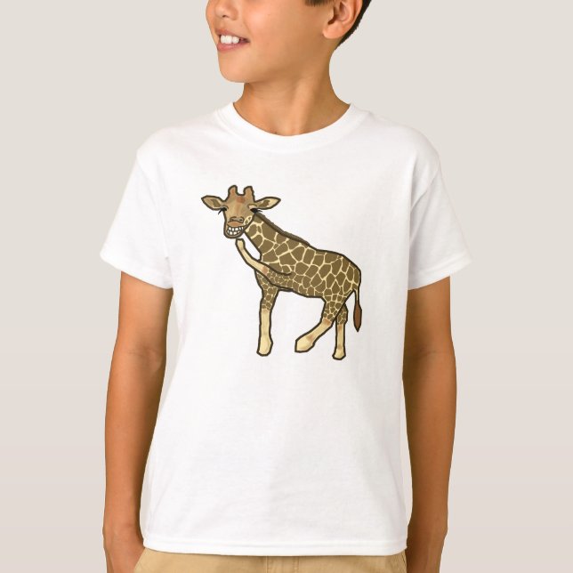 Slaktande Giraffe Cute Hand Drawn Tecknad Animal Tee (Framsida)