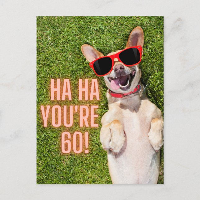 Slaktande Hund 60:e födelsedagen Vykort (Framsida)