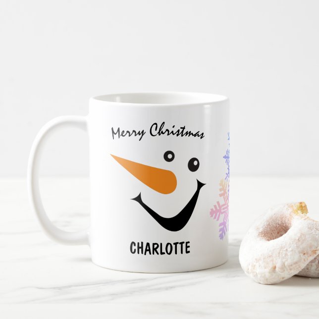 Slaktande Snögubbe med lång näsa, God jul Kaffemugg (Med munk)