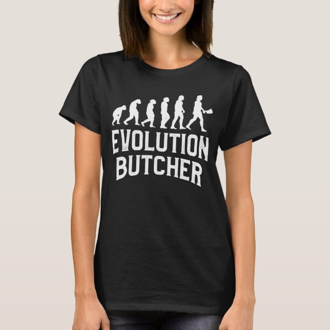 Slaktare av Evolution Butchery Butchers Meatman T Shirt (Framsida)