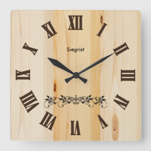 Slaktare Block Wood Stil Clock Zazzle Fyrkantig Klocka