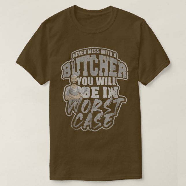Slaktare Chuck Brisket Knivar Gris Cuts Kött Cook  T Shirt (Design framsida)