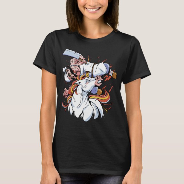 Slaktare Enhörning Häst T Shirt (Framsida)