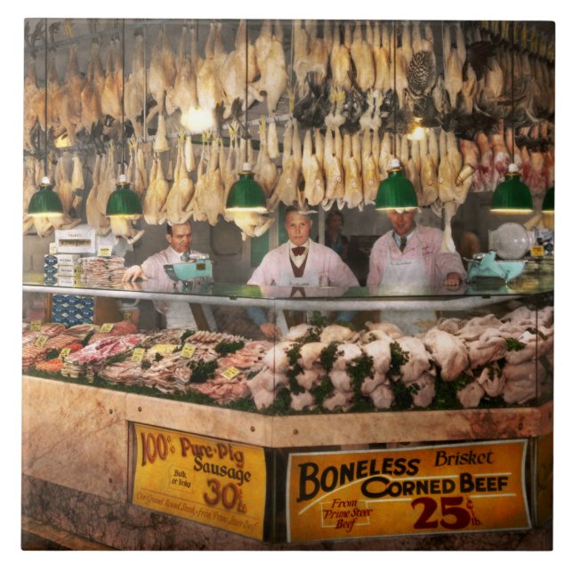 Slaktare - Hookad på kyckling 1931 Kakelplatta (Framsidan)