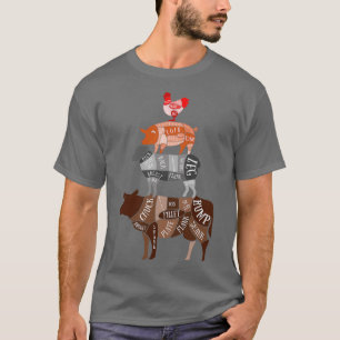 Slaktare Kött Cuts Diagram Butcher Chef Sous Chef T Shirt