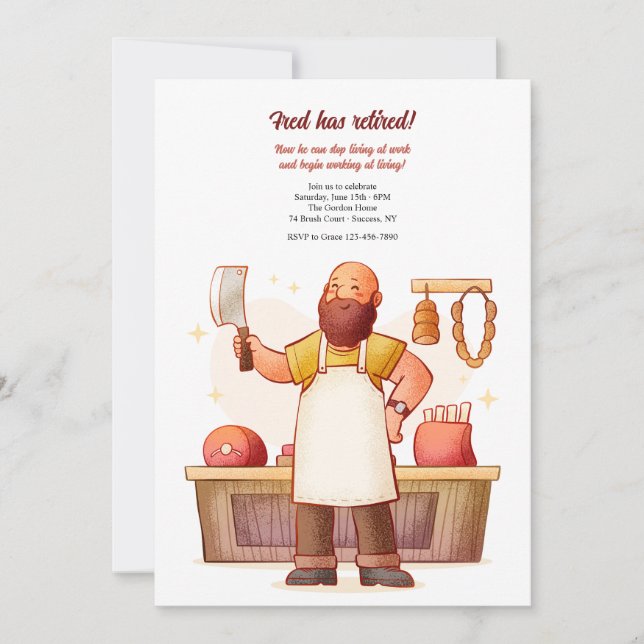 Slaktare Pension Party Inbjudningar (Framsida)