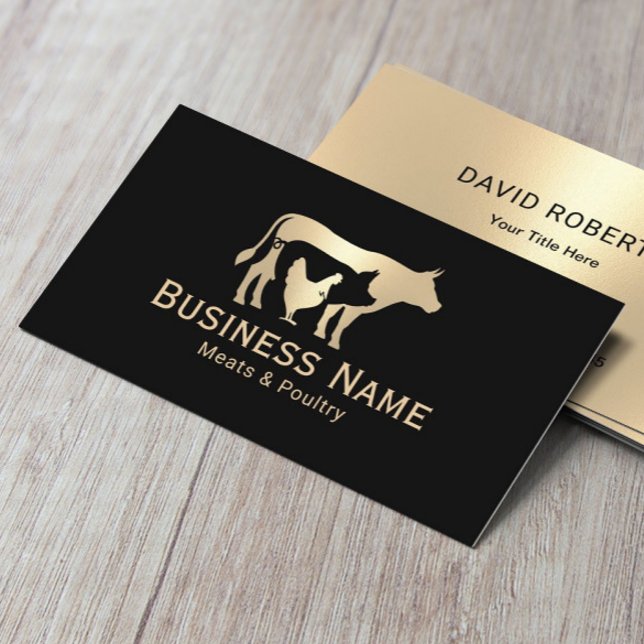 Slaktare Shop Kött & Poultry Market Modern Guld Visitkort (Skapare uppladdad)