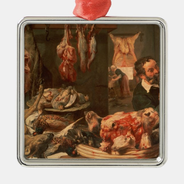 Slaktare shoppar julgransprydnad metall (Framsidan)