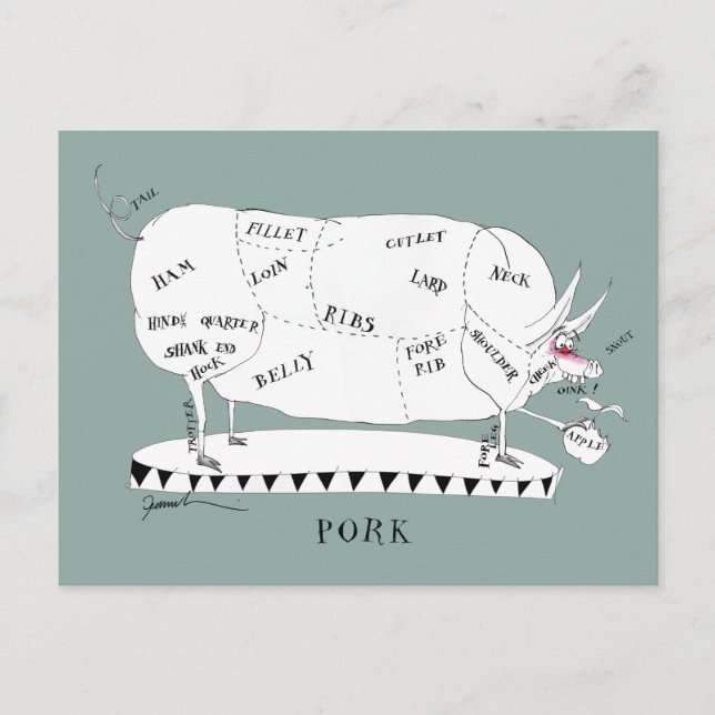 Slaktare skär gris, tony fernandes vykort (Framsida)