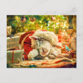 Slaktfår under Julgran ljus Helg Vykort