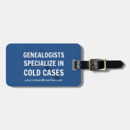 Släktforskningbagagemärkre (blått) bagagebricka