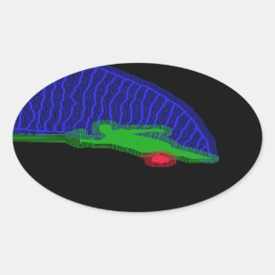 Slalom Vatten Skier Neon Spray Ovalt Klistermärke