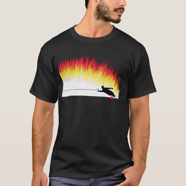 Slalomvattenskieren med flammar T-tröja T-shirt (Framsida)