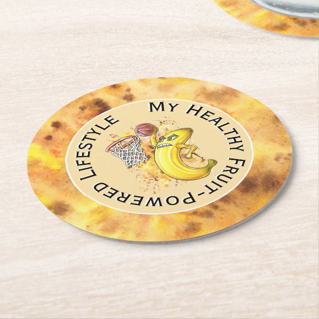 Slam dunk Banana Power Fruitarian Basketball 🍌 🏀 Underlägg Papper Rund (Vinklad)