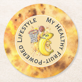 Slam dunk Banana Power Fruitarian Basketball 🍌 🏀 Underlägg Papper Rund