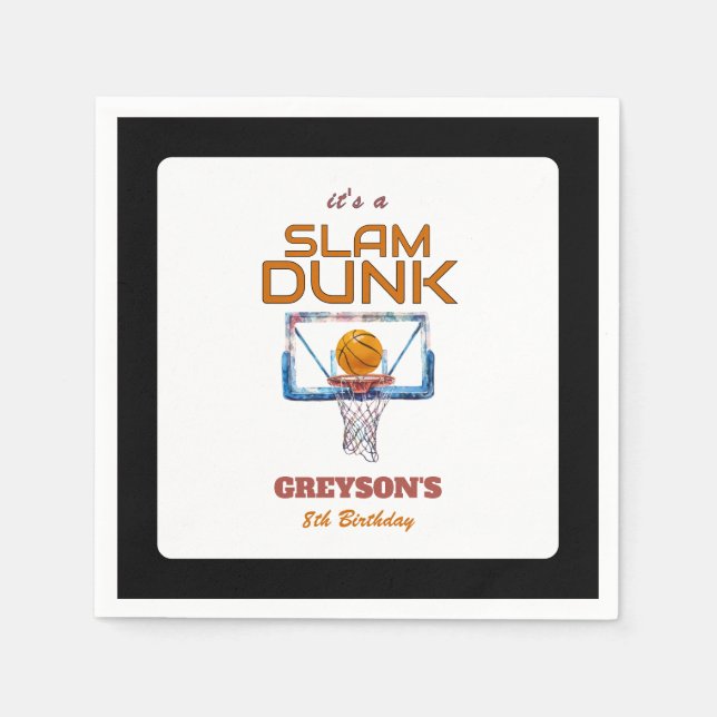 Slam Dunk Basketball Any Age Birthday Pappersservett (Framsidan)