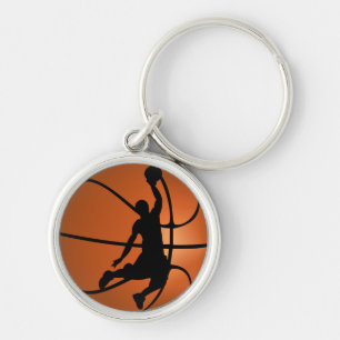 Slam dunk Basketball Player Rund Silverfärgad Nyckelring