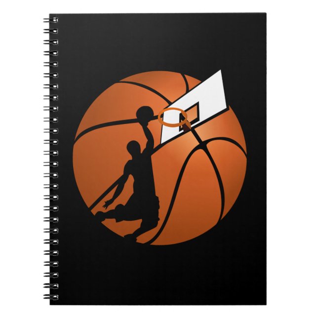 Slam dunk Basketball Player w/Ring på Boll Anteckningsbok (Framsidan)