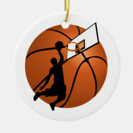 Slam dunk Basketball Player w/Ring på Boll Julgransprydnad Keramik