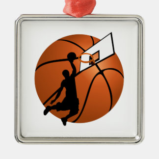 Slam dunk Basketball Player w/Ring på Boll Julgransprydnad Metall