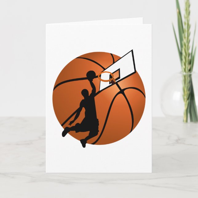 Slam dunk Basketball Player w/Ring på Boll Kort (Framsida)