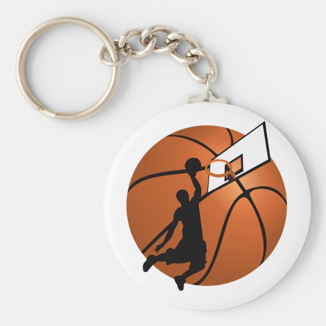 Slam dunk Basketball Player w/Ring på Boll Nyckelring (Framsidan)