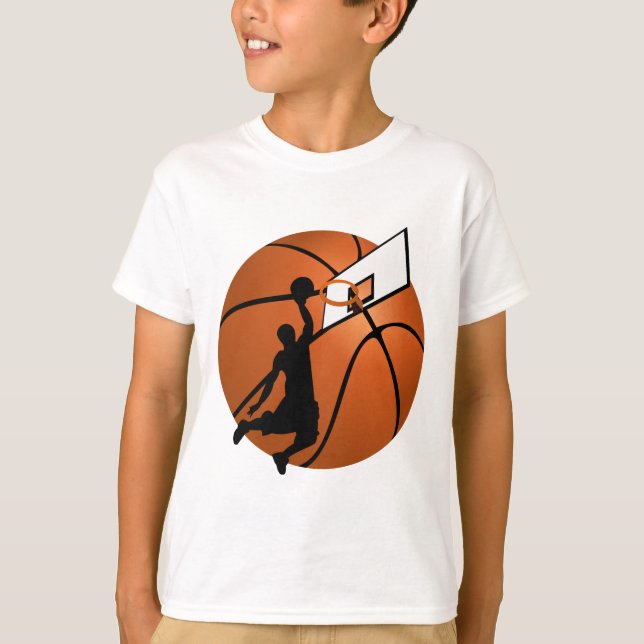 Slam dunk Basketball Player w/Ring på Boll T Shirt (Framsida)