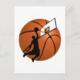 Slam dunk Basketball Player w/Ring på Boll Vykort