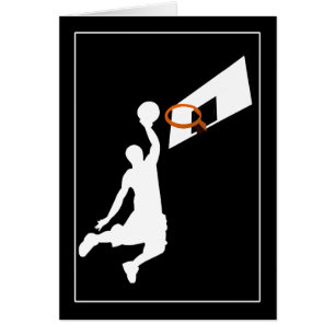 Slam dunk Basketball Player - White Silhouette Hälsningskort