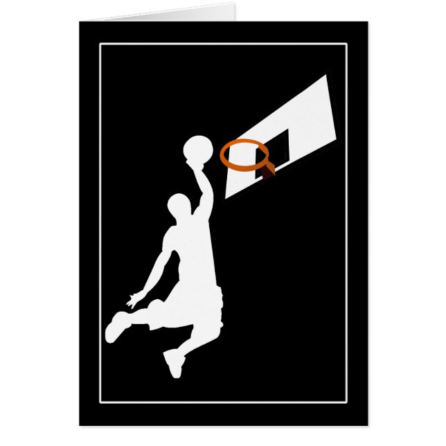 Slam dunk Basketball Player - White Silhouette Hälsningskort (Framsidan)