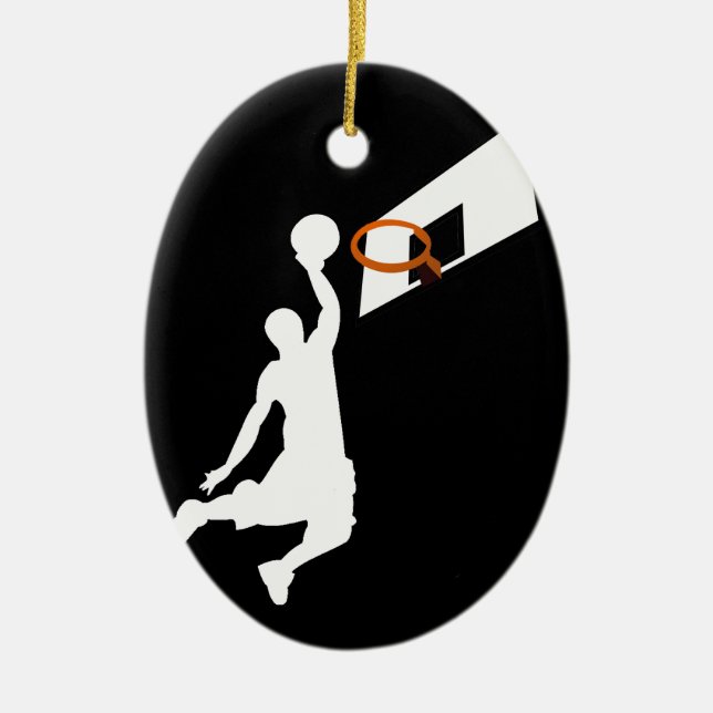Slam dunk Basketball Player - White Silhouette Julgransprydnad Keramik (Framsidan)