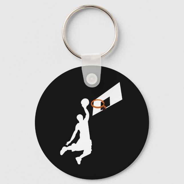 Slam dunk Basketball Player - White Silhouette Nyckelring (Framsida)