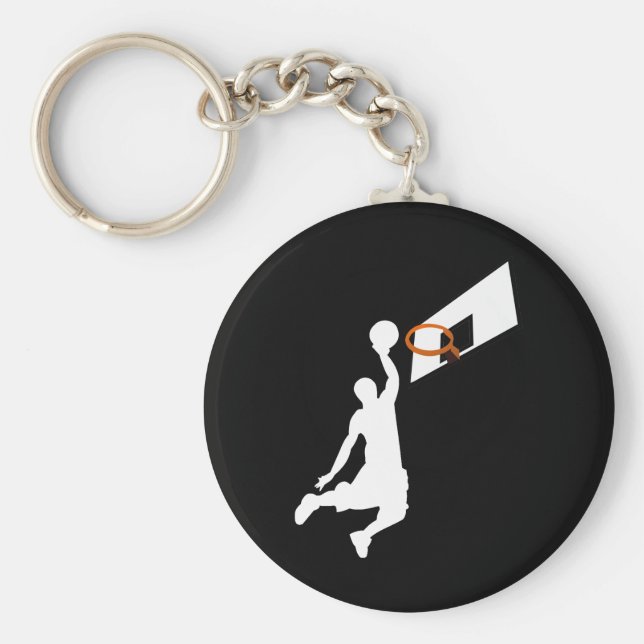 Slam dunk Basketball Player - White Silhouette Nyckelring (Framsidan)