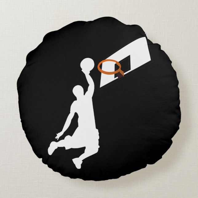 Slam dunk Basketball Player - White Silhouette Rund Kudde (Baksidan)