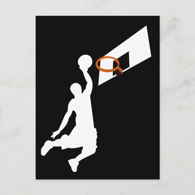 Slam dunk Basketball Player - White Silhouette Vykort (Framsida)