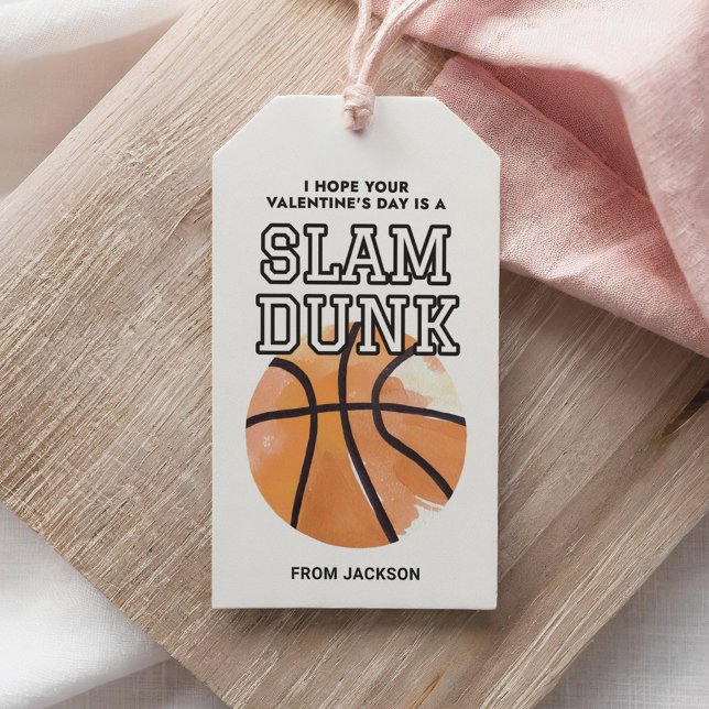 Slam dunk Basketball Sports Valentines day Presentetikett (Skapare uppladdad)