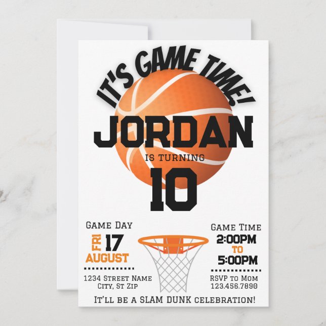 Slam Dunk Basketbirthday Invitation Inbjudningar (Framsida)