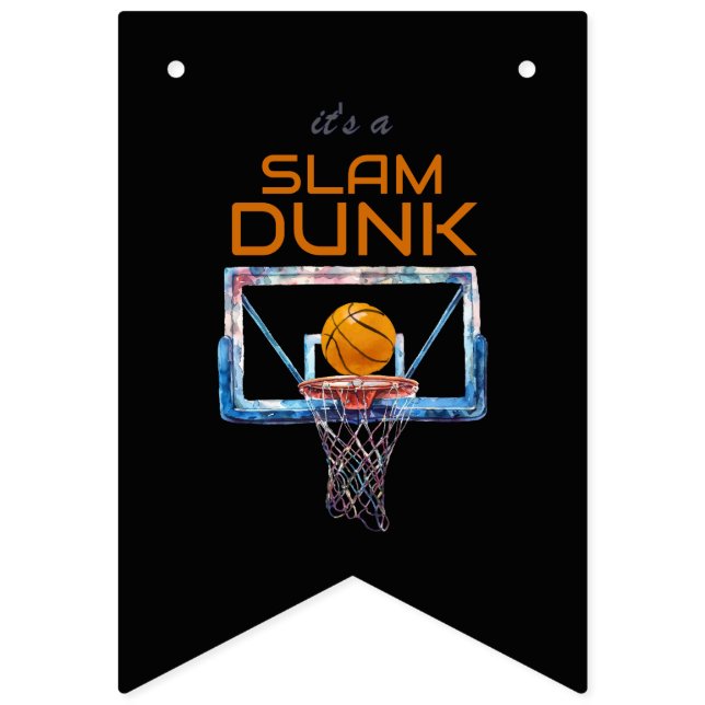 Slam Dunk Basketfirande Födelsedag För Alla Åldrar Vimplar (Sextonde flaggan)