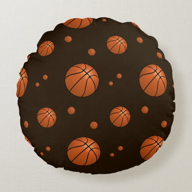 Slam Dunk Basketmönster Sport Rund Kudde (Framsidan)