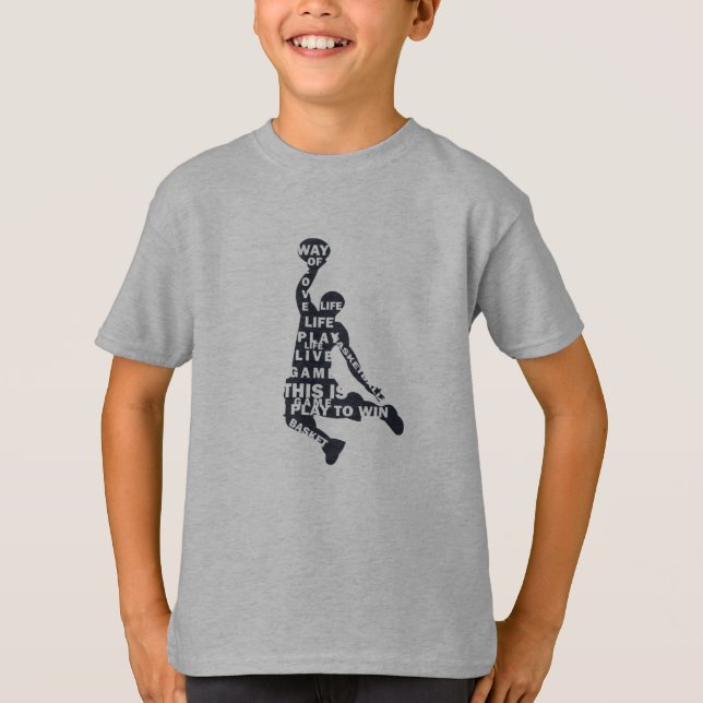 Slam dunk basketspelare med text i fullt t shirt (Framsida)