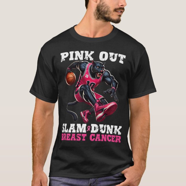 Slam dunk Breast Cancer Rosa Out,Basketball T Shirt (Framsida)