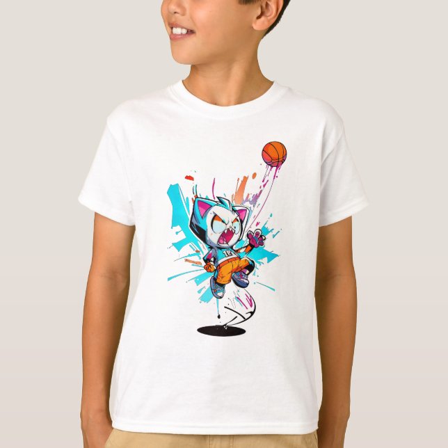 ’Slam dunk Cat’ T Shirt (Framsida)