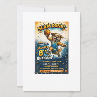 Slam Dunk Födelsedagsinbjudan – Kul basketboll ung Inbjudningar