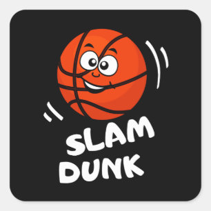 Slam dunk Funny Basketball Kids Sport Fyrkantigt Klistermärke