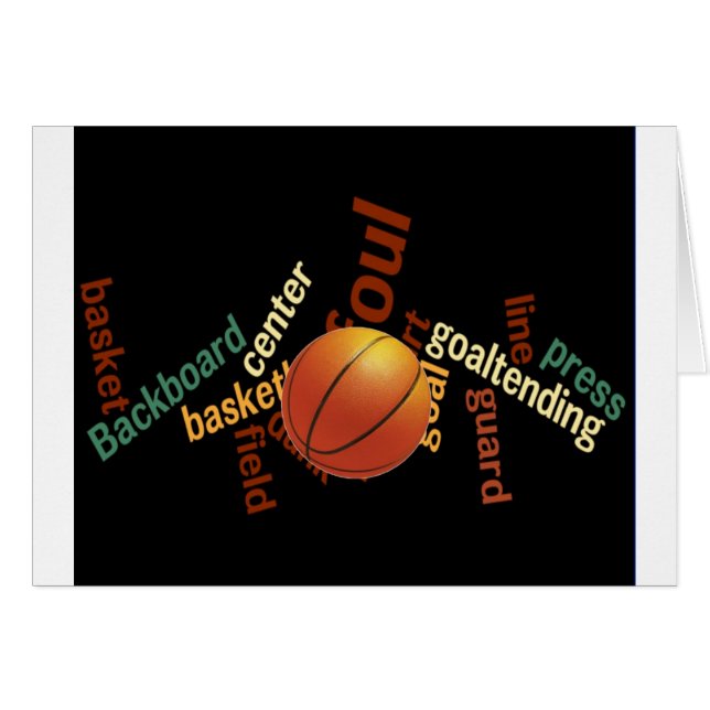 Slam dunk i Vocabulary: Champs-match i basketboll Hälsningskort (Framsidan Horizontal)