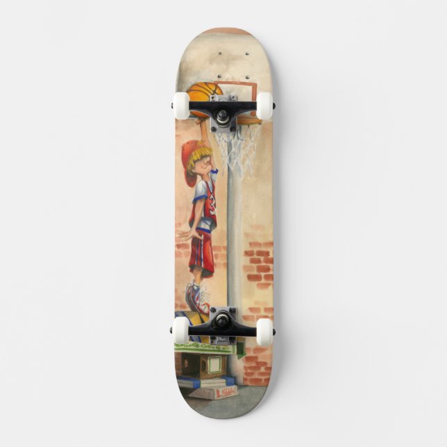 Slam dunk på Basketball Ring av Jay Throckmorton Skateboard Bräda 20 Cm (Framsida)