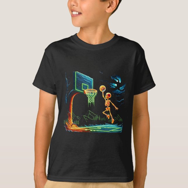 Slam dunk Ring Basketball Halloween Manar Boys Flä T Shirt (Framsida)
