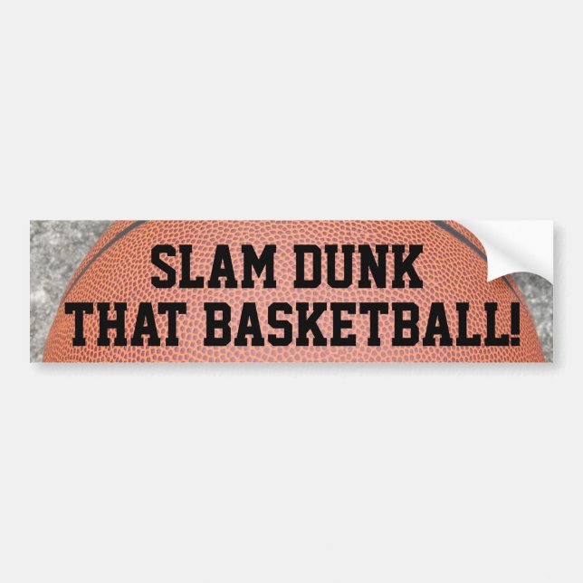 Slam dunk som Basketball Roligt Bumper Sticker Bildekal (Framsidan)