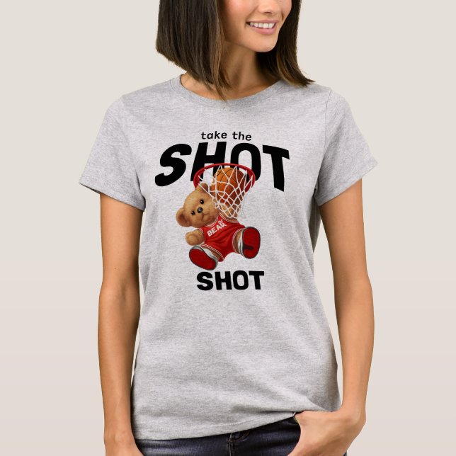 Slam Dunk Teddy Bear Basketball T Shirt (Framsida)